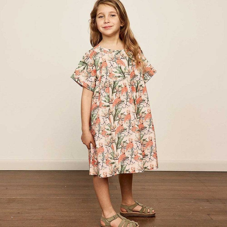 Fashion Goldie + Ace Kid'S Clothing - Other | Goldie + Ace: Lulu Cotton Dress Flamingo Pink