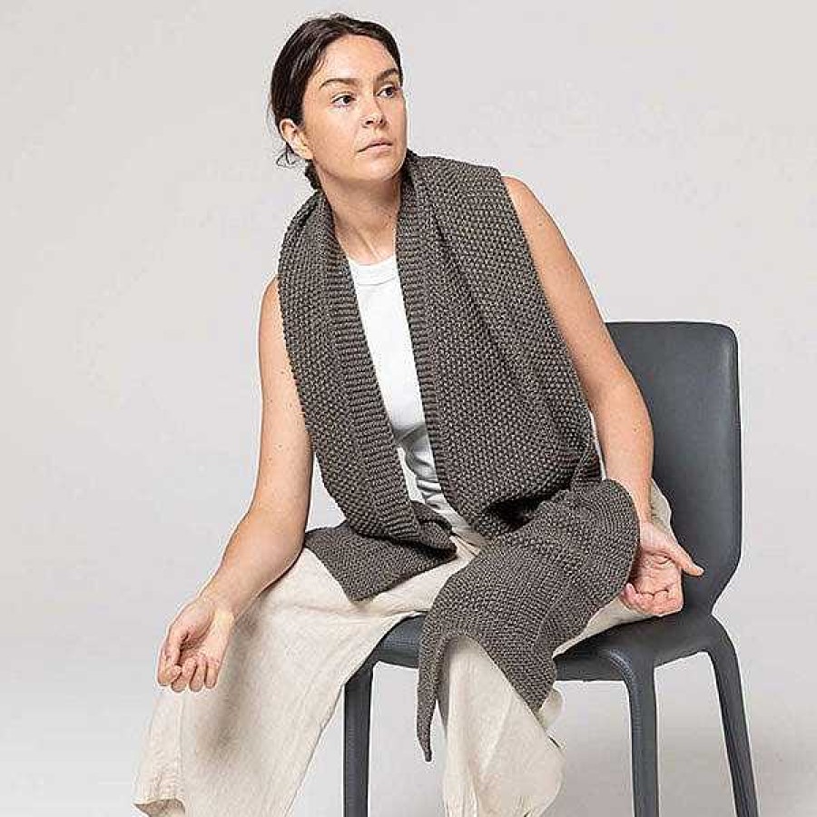 Fashion Indus Design Scarves | Indus Design: Scarf Moss Stitch Border Knit Buffalo