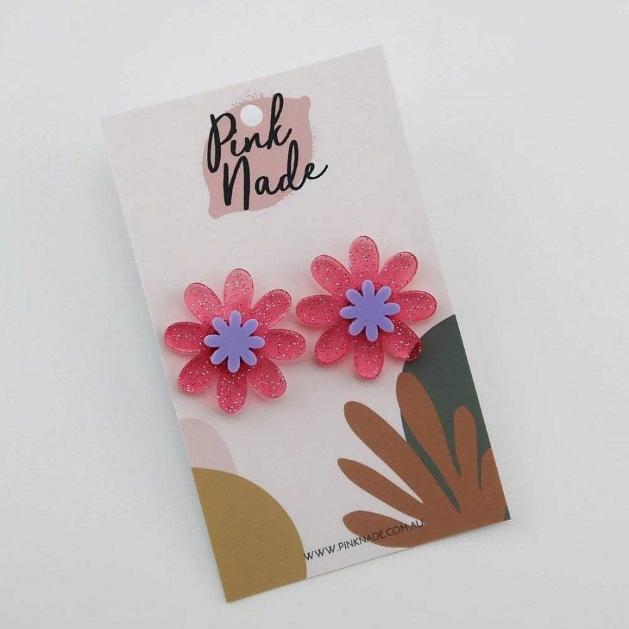 Jewellery Pink Nade | Pink Nade: Daisy Statement Studs Translucent Pink