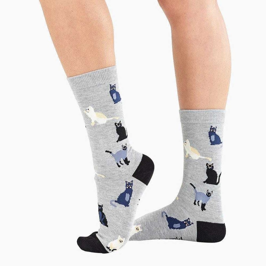 Fashion Bamboozld Socks | Bamboozld: Womens Cats Grey Bamboo Sock