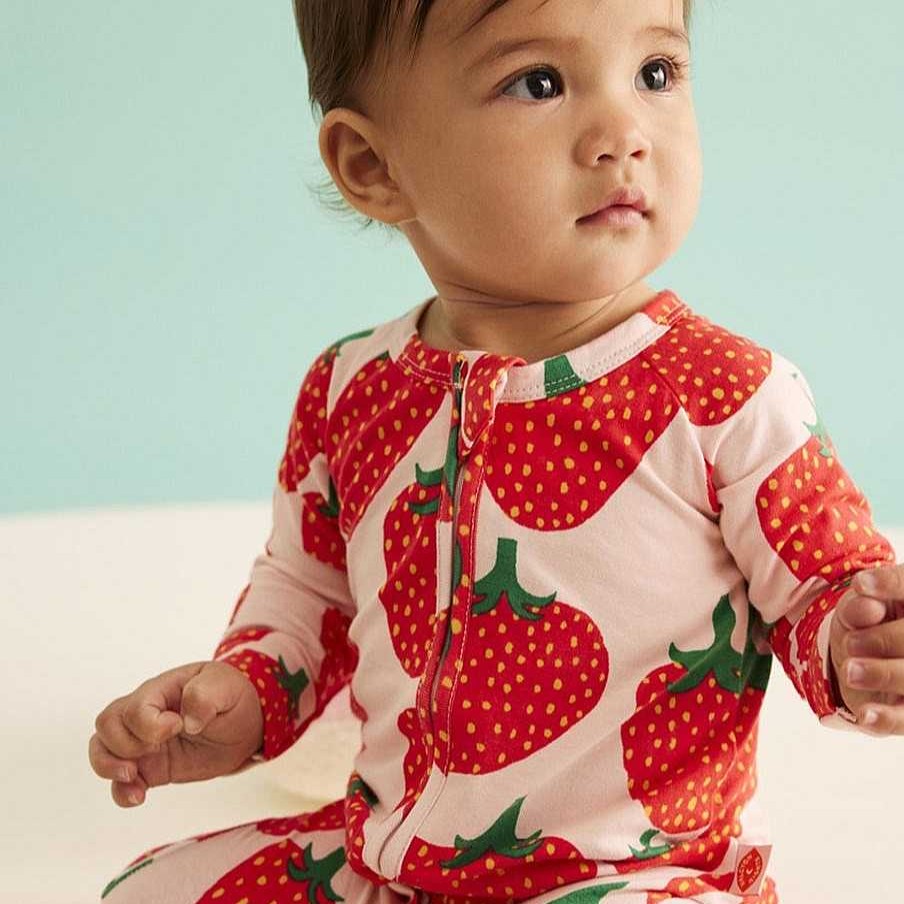 Fashion Halcyon Nights Baby & Toddler Clothing - Other | Halcyon Nights: Long Sleeve Zip Suit Strawberry Fields