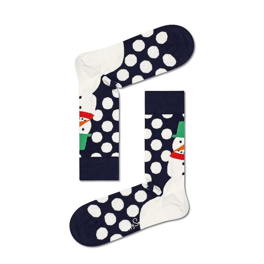 Fashion Happy Socks Socks | Happy Socks: Jumbo Snowman Sock Navy