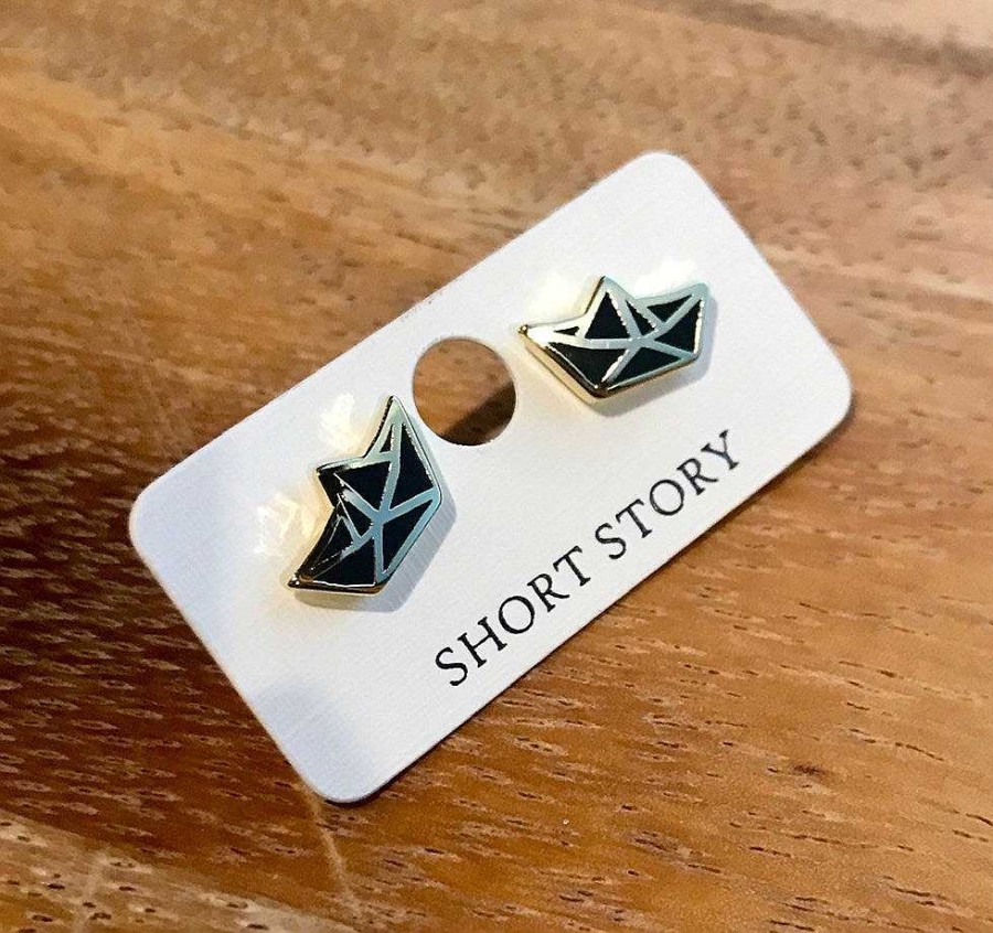 Jewellery Short Story | Short Story: Earring Origami Boat Black Gold