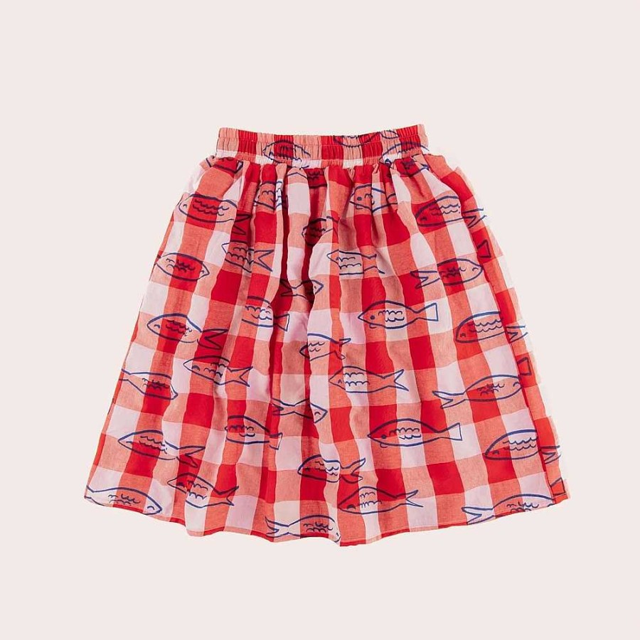 Fashion Olive + The Captain Kid'S Clothing - Other | Olive + The Captain: Midi Skirt Fish Hadley Red Gingham