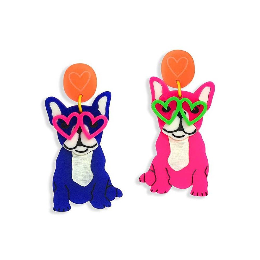 Jewellery HUNIY | Huniy: Earrings Frenchie Neon Dangles