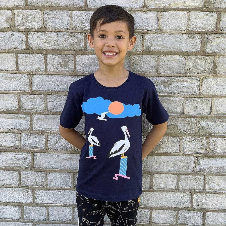 Fashion Monsterthreads Kid'S T-Shirts | Pelicans Navy Kids Tee