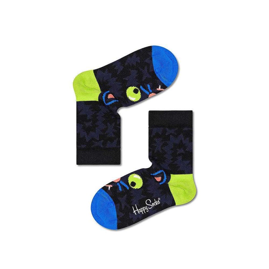 Fashion Happy Socks Socks | Happy Socks: Kids Cat Black