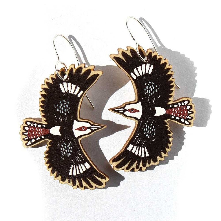 Jewellery To The Trees | To The Trees: Wooden Cut Out Earrings Kookaburra