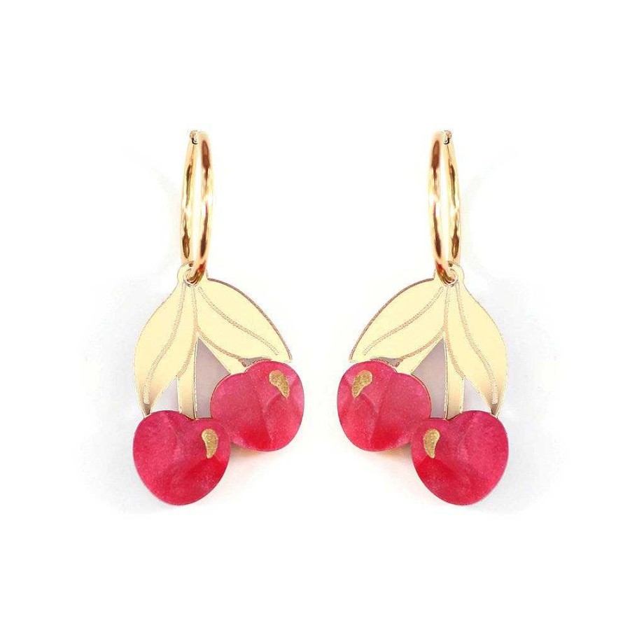 Jewellery HUNIY | Huniy: Earrings Cherry Hug Hoops