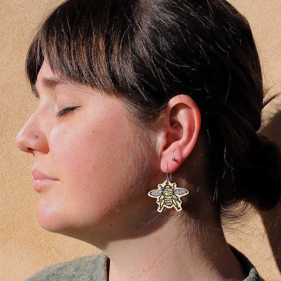 Jewellery To The Trees | To The Trees: Wooden Earrings Teddy Bear Bee