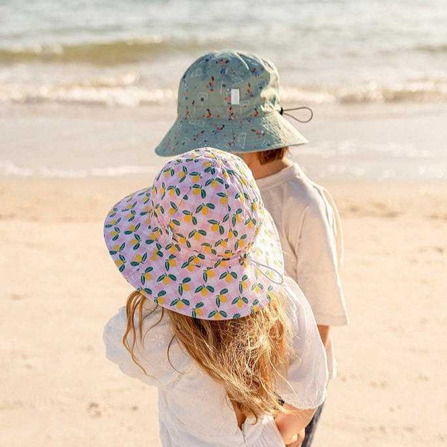 Fashion acorn kids Hats | Acorn Kids: Wide Brim Sunhat Ravello Gingham Pink Yellow Green