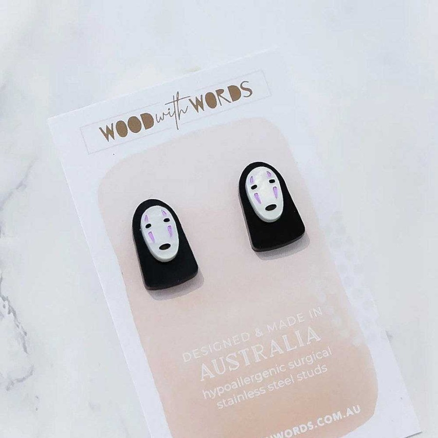 Jewellery Wood With Words | Wood With Words: Acrylic Stud Earrings No Face