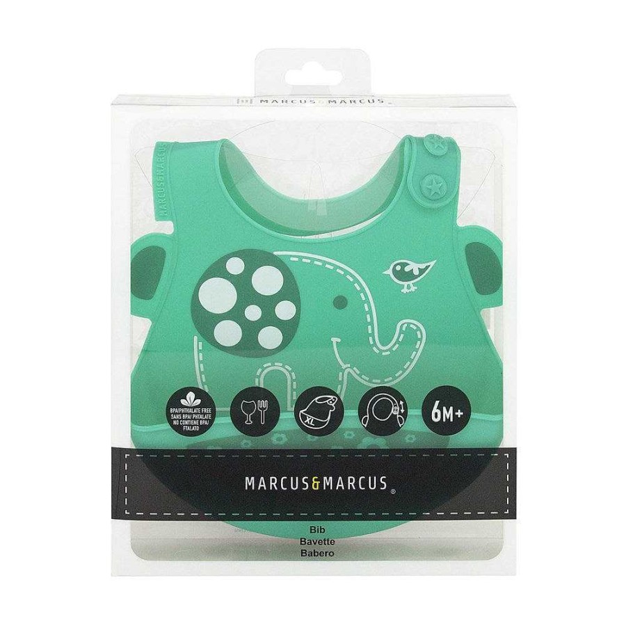 Fashion Marcus & Marcus Bibs And Dummys | Marcus & Marcus: Bib Green Elephant Ollie