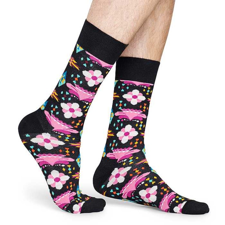 Fashion Happy Socks Socks | Happy Socks: Temple Blossom Pink Black