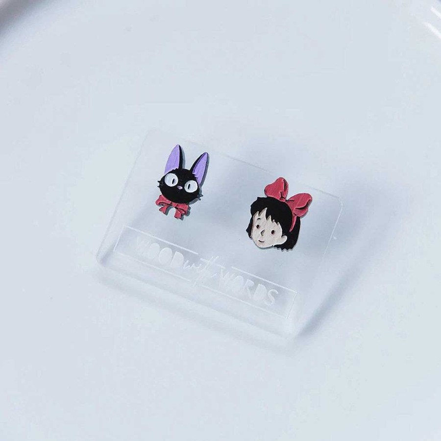 Jewellery Wood With Words | Wood With Words: Acrylic Stud Earrings Kiki And Jiji