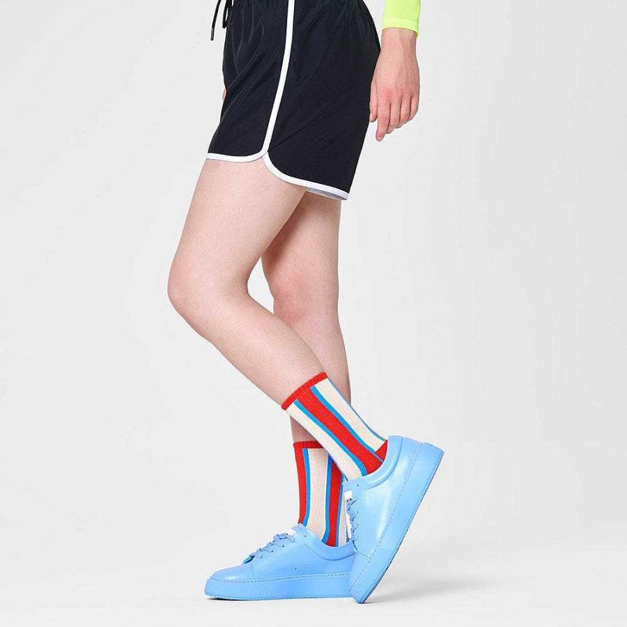 Fashion Happy Socks Socks | Happy Socks: Vertical Stripe 3/4 Sneaker Ml