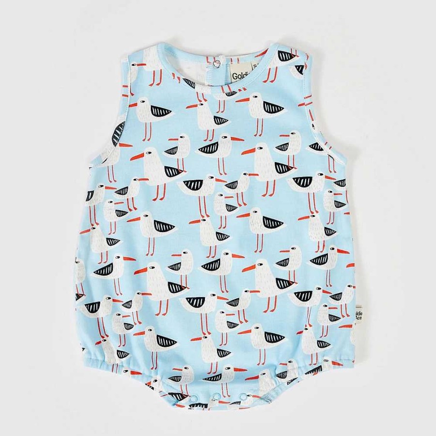 Fashion Goldie + Ace Kid'S Clothing - Other | Goldie + Ace: Seagulls Print Bubble Romper Blue