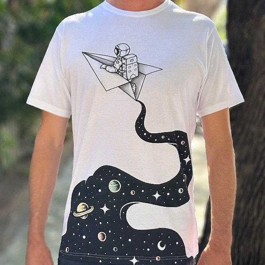 Fashion Monsterthreads Men'S T-Shirts | Cosmic Journey White Mens Tee