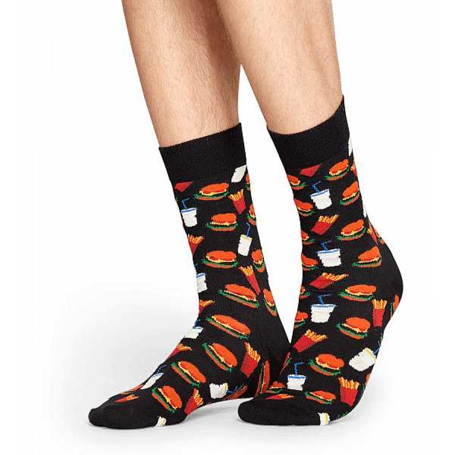 Fashion Happy Socks Socks | Happy Socks: Black Hamburger